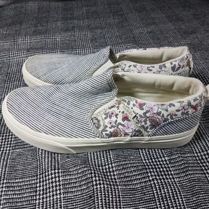 vans asher stripe floral slip-on sneaker - women's